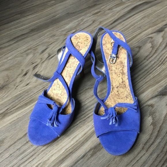 Loft Ann Taylor leather heeled sandals kitten heel - Picture 2 of 6